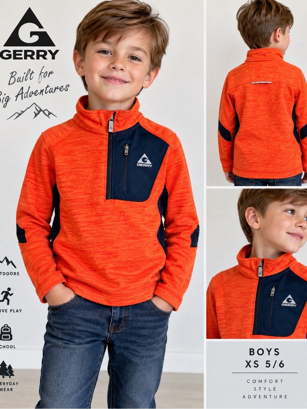 Gerry Weber Orange & Navy Half-Zip Pullover for Boys
